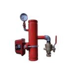 Comando setorizado AV-CS em tubo de aço vermelho com chave de fluxo e manômetro para rede de sprinklers - Avanti Comercial