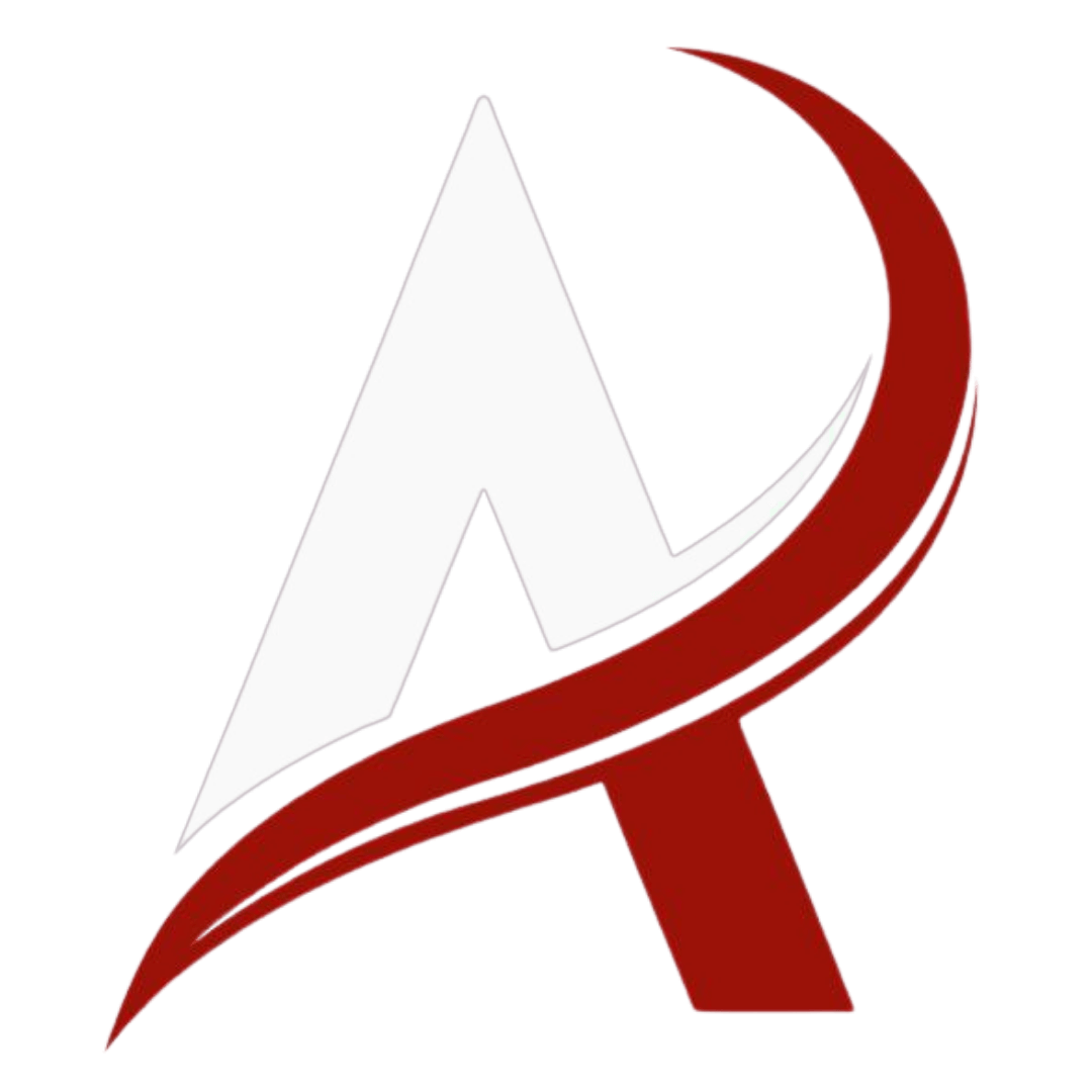 Símbolo gráfico da marca Avanti composto por um "A" estilizado com traços dinâmicos em vermelho e contornos em cinza claro.